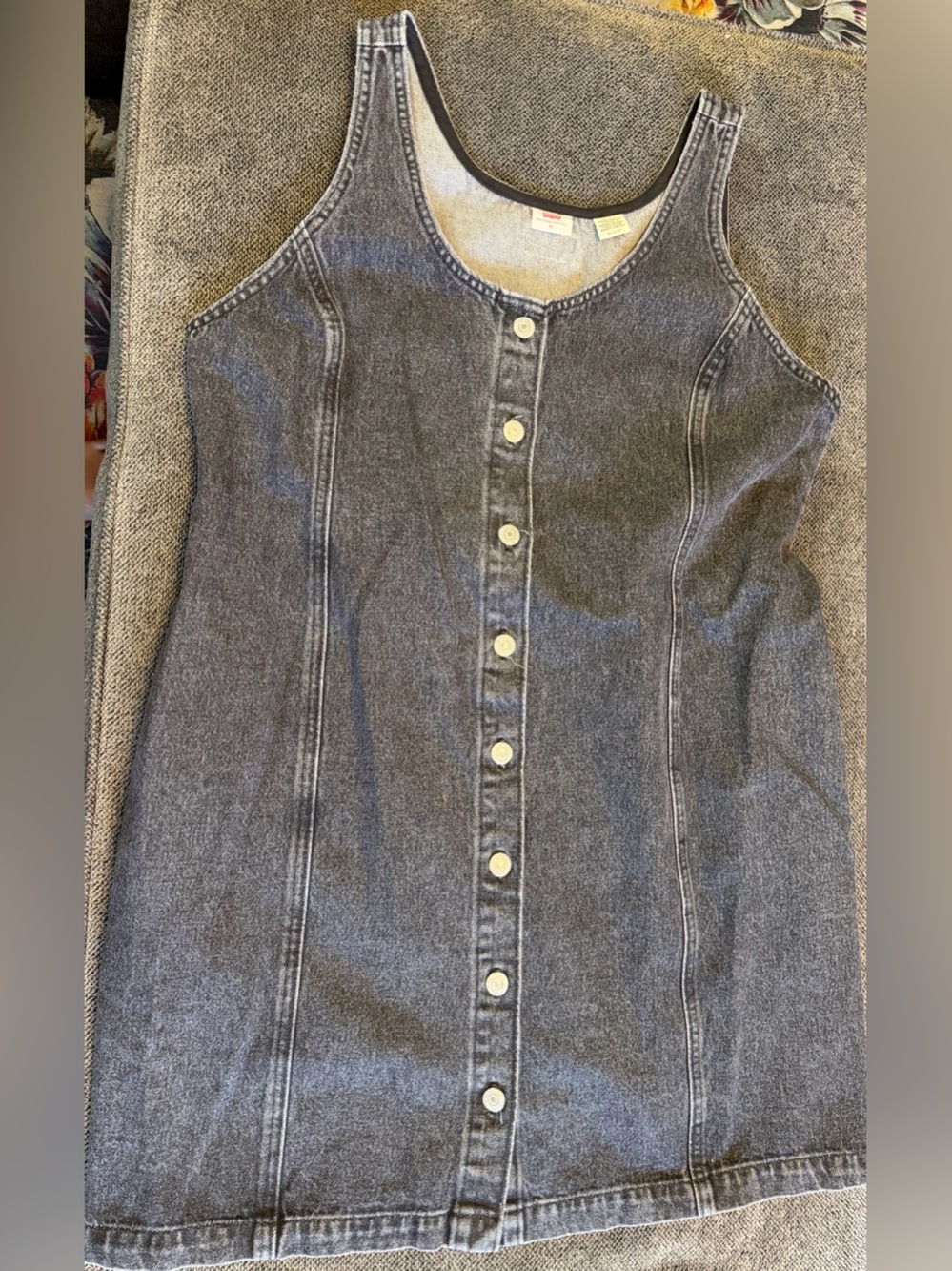 Levi's Black Washed Denim Button-Front Womens Overall Dress